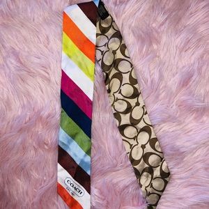 Coach Silk Multi Color Striped Scarf